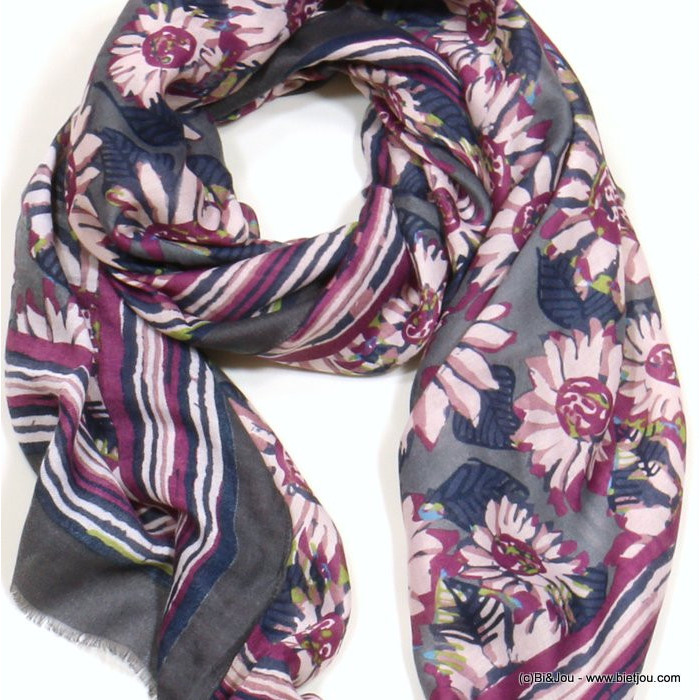 Écharpe Bohème Pour Femme - 185x100 Cm - Coton Et Lin - Châle Patchwork à Fleurs - Polyvalent Quatre Saisons