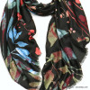 foulard motif feuilles femme 0722521 noir