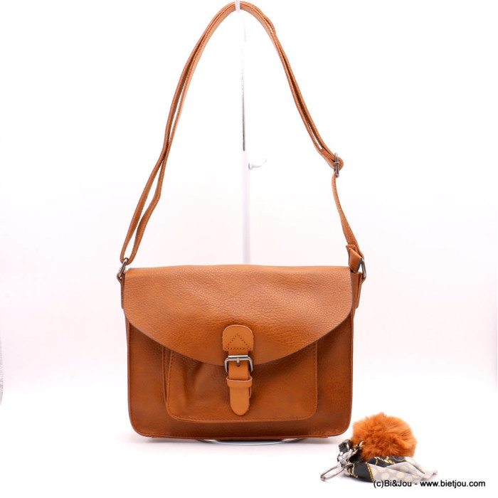 SAC À BANDOULIÈRE SANS POMPON FAÇON CARTABLE FLORA&CO SIMILI-CUIR SOUPLE FEMME 0922048 marron SAC À BANDOULIÈRE SANS POMPON FAÇON CARTABLE FLORA&CO SIMILI-CUIR SOUPLE FEMME 0922048 marron