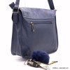 sac à bandoulière cartable Flora&Co simili-cuir souple rabat scintillant boule de poil foulard femme 0922050 bleu