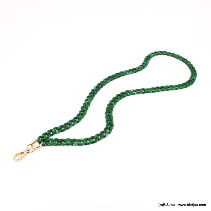 Chaîne de téléphone gros maillons acétate et mousqueton vert Chaîne de téléphone gros maillons acétate et mousqueton vert