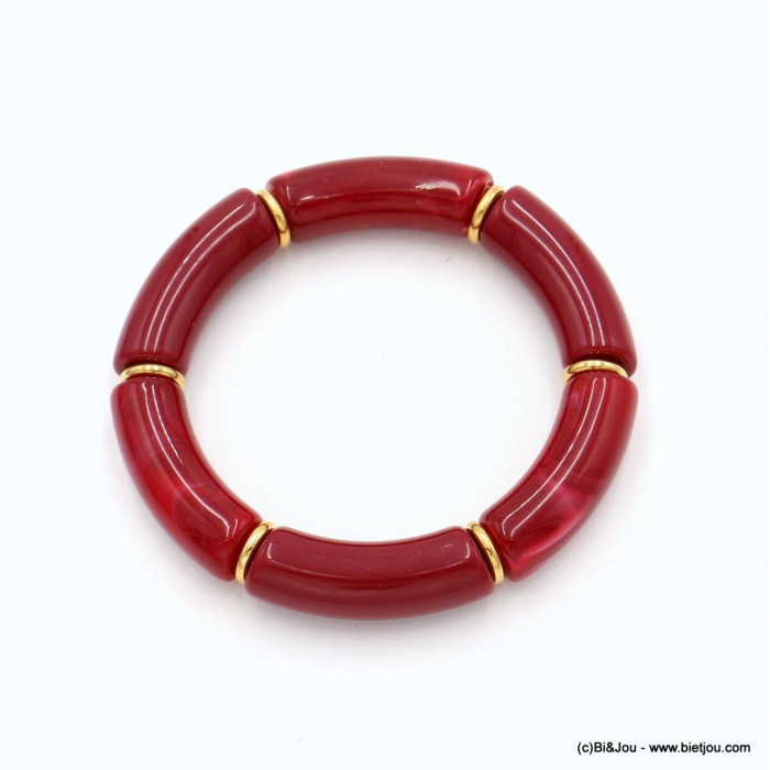 bracelet vintage élastique tubes 11mm acrylique coloré métal femme 0222537