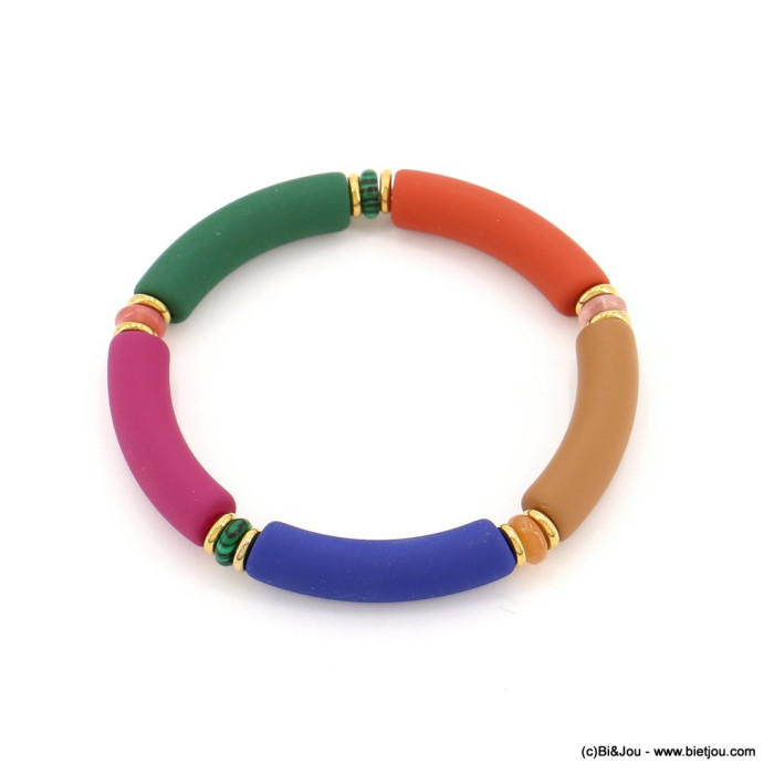 Bracelet fantaisie perles colorées touché velours rétro 0222540 multi Bracelet fantaisie perles colorées touché velours rétro 0222540 multi