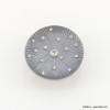 Broche magnétique feuille de lotus martelé rayure ronde métal strass 0522514 gris clair