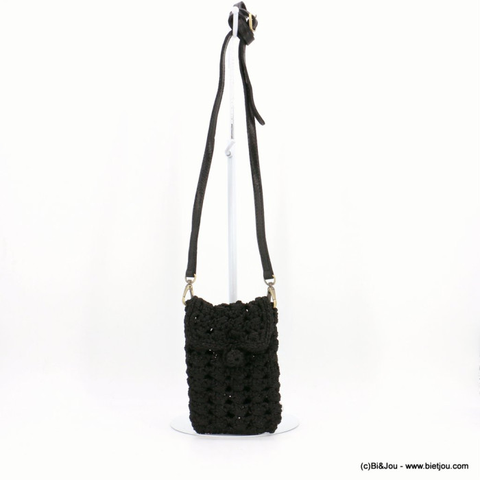 Pochette souple smartphone polyester métallisé bandoulière 0922551 noir Pochette souple smartphone polyester métallisé bandoulière 0922551 noir