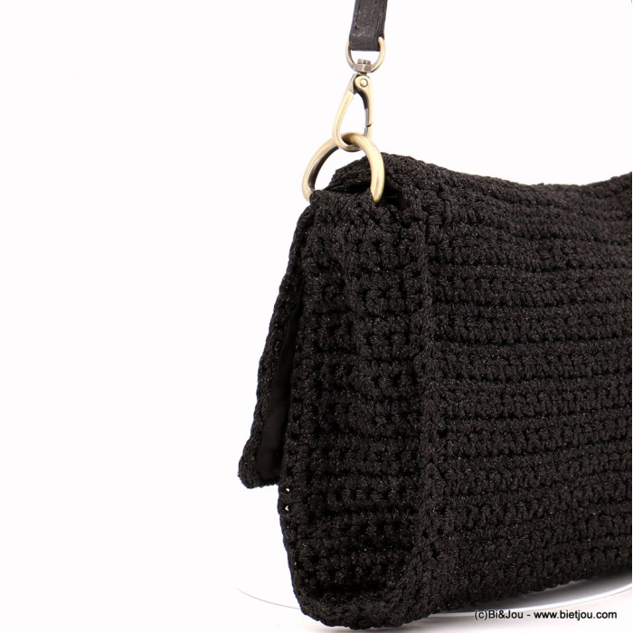 Sac souple porté épaule polyester métallisé bandoulière femme 0922552 noir