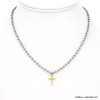 Collier acier inoxydable croix cristal facetté femme 0122615 argenté Collier acier inoxydable croix cristal facetté femme 0122615 argenté
