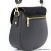 Sac à bandoulière rabat bi-matière cuir véritable daim lisse rigide 0923003 noir Sac à bandoulière rabat bi-matière cuir véritable daim lisse rigide 0923003 noir