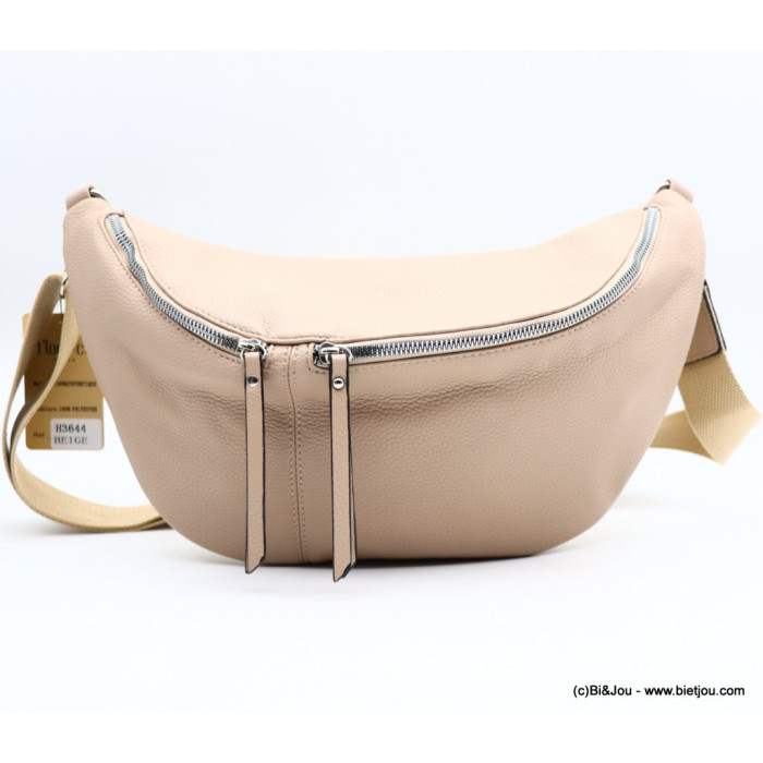 Grand sac banane Flora&Co simili-cuir grainé 3 fermetures zip 0923015 naturel/beige Grand sac banane Flora&Co simili-cuir grainé 3 fermetures zip 0923015 naturel/beige
