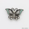 Broche  fermoir aimanté forme papillon bohème métal et strass 0523003 vert aqua