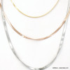 Collier layering trois-rangs chaînes mailles miroir acier inoxydable 0123035 doré/argenté