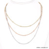 Collier layering trois-rangs chaînes maille serpent billes acier inoxydable 0123036 doré/argenté Collier layering trois-rangs chaînes maille serpent billes acier inoxydable 0123036 doré/argenté
