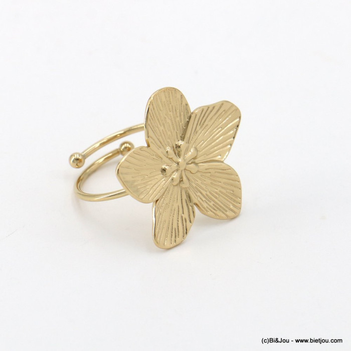 Bague fleur hibiscus acier inoxydable femme 0423032 doré Bague fleur hibiscus acier inoxydable femme 0423032 doré