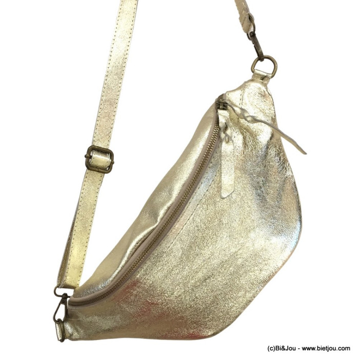 Sac banane cuir véritable scintillant 0923002 doré Sac banane cuir véritable scintillant 0923002 doré