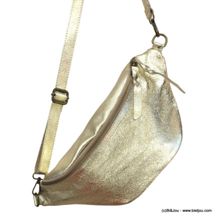 Sac banane cuir véritable scintillant 0923002 doré
