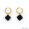 BOUCLES D'OREILLE MINI CRÉOLES TRÈFLE ACIER INOXYDABLE PIERRE FEMME 0323046 noir BOUCLES D'OREILLE MINI CRÉOLES TRÈFLE ACIER INOXYDABLE PIERRE FEMME 0323046 noir