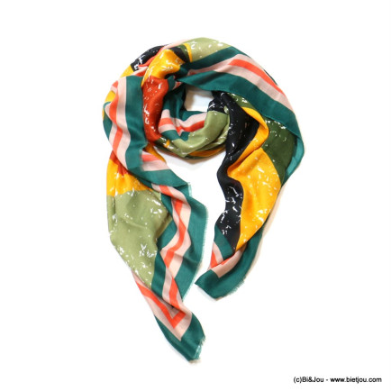 Foulard imprimé abstrait multicolore femme 0720502 vert