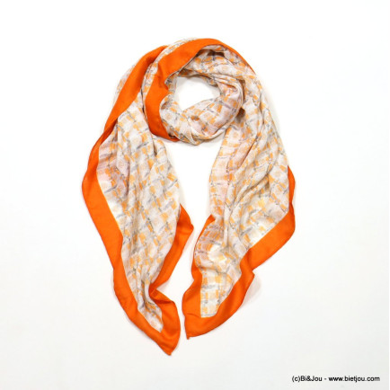 Foulard motif impressionniste femme 0723006 orange