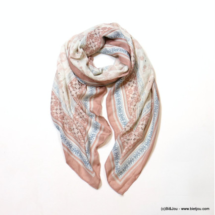 Foulard motif géométrique femme 0723007 rose