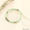 Bracelet élastique tubes coloré style antique acrylique métal pierre femme 0223091 vert