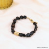 Bracelet acier inoxydable tube pierre naturelle femme 0223095 noir