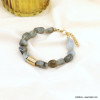 Bracelet acier inoxydable tube pierre naturelle femme 0223095 gris clair
