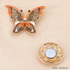 Broche magnétique papillon métal émail femme 0523008 orange