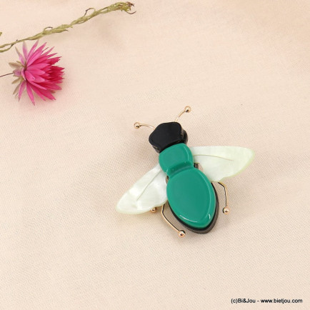 Broche épingle abeille acrylique coloré métal femme 0523009 vert