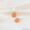 Boucles d'oreilles vintages avec cabochons en résine et métal doré femme 0323102 orange