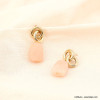 Boucles d'oreilles pendantes anneaux métal doré et perles acétate femme 0323108 rose