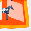 Carré satin motif géométrique cheval touché soie polyester femme 0723019 orange