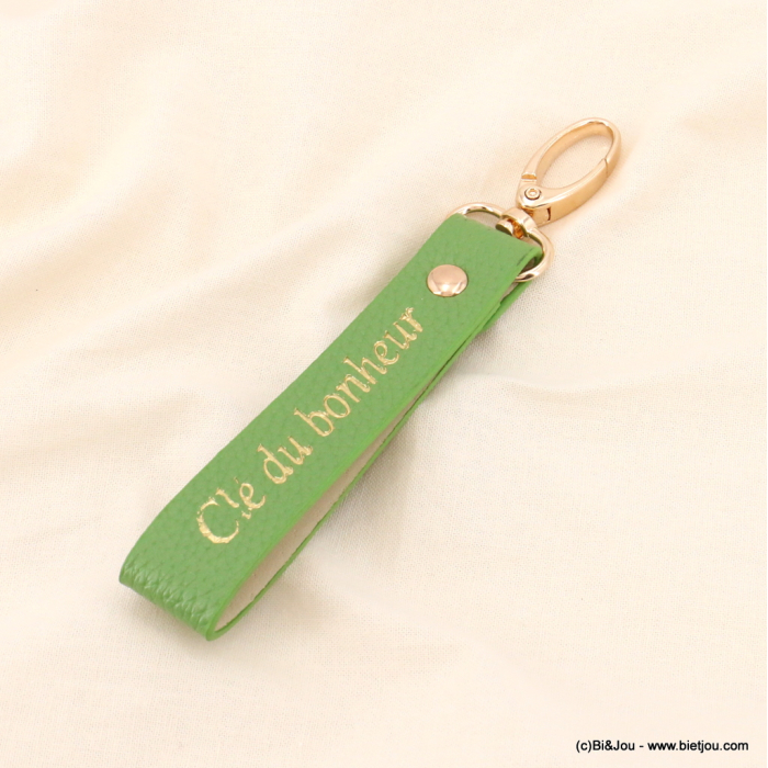 Bijou de sac porte-clés fantaisie "Clé du bonheur" simili-cuir grainé 0823005 vert Bijou de sac porte-clés fantaisie "Clé du bonheur" simili-cuir grainé 0823005 vert