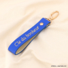 Bijou de sac porte-clés fantaisie "Clé du bonheur" simili-cuir grainé 0823005 bleu foncé