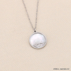 Collier pendentif bouton de nacre œil protecteur acier inoxydable femme 0123152 argenté