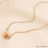 Collier choker acier inoxydable perle cube oeil talisman 0123101 orange