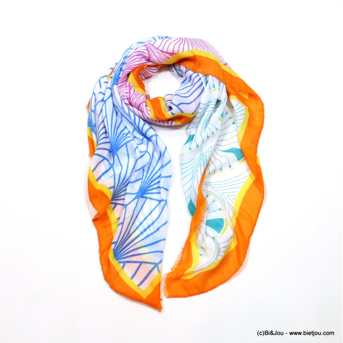 Foulard motif feuilles gingko femme 0723003 orange Foulard motif feuilles gingko femme 0723003 orange