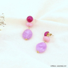Boucles d'oreilles pendantes vintage résine marbrée acier inox 0323050 violet