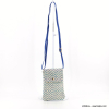 Pochette souple smartphone fils tressé coton polyester métallisé bandoulière synthétique 0923036 bleu