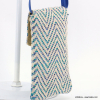 Pochette souple smartphone fils tressé coton polyester métallisé bandoulière synthétique 0923036 bleu