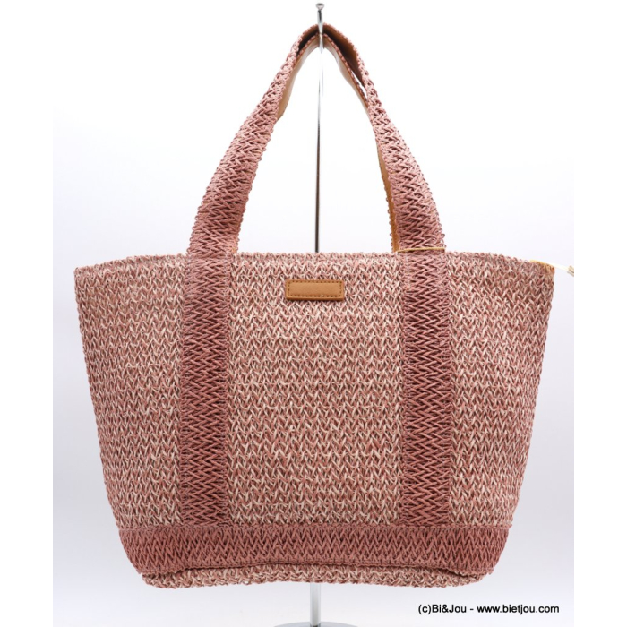 Cabas corde papier tressé anses plates femme 0923052 rose Cabas corde papier tressé anses plates femme 0923052 rose