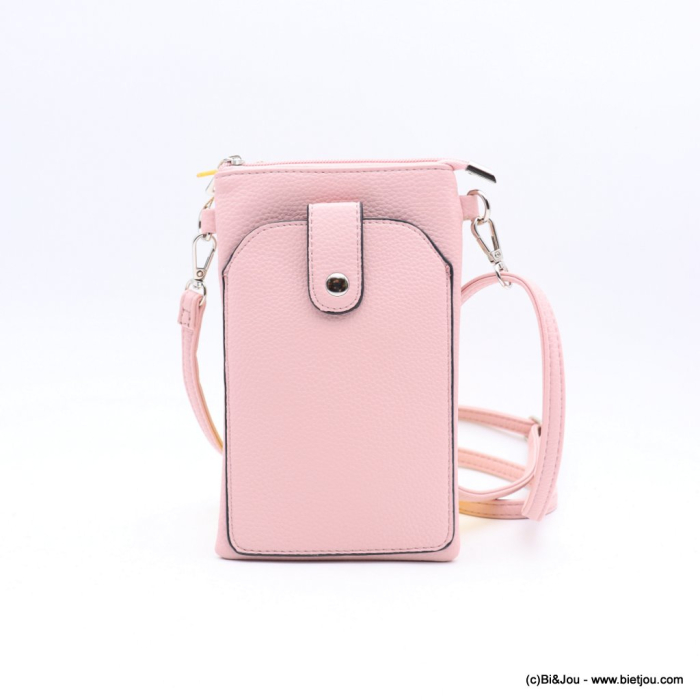 SACOCHE SMARTPHONE FLORA&CO SIMILI-CUIR GRAINÉ POCHE EXTÉRIEURE 0922533 rose
