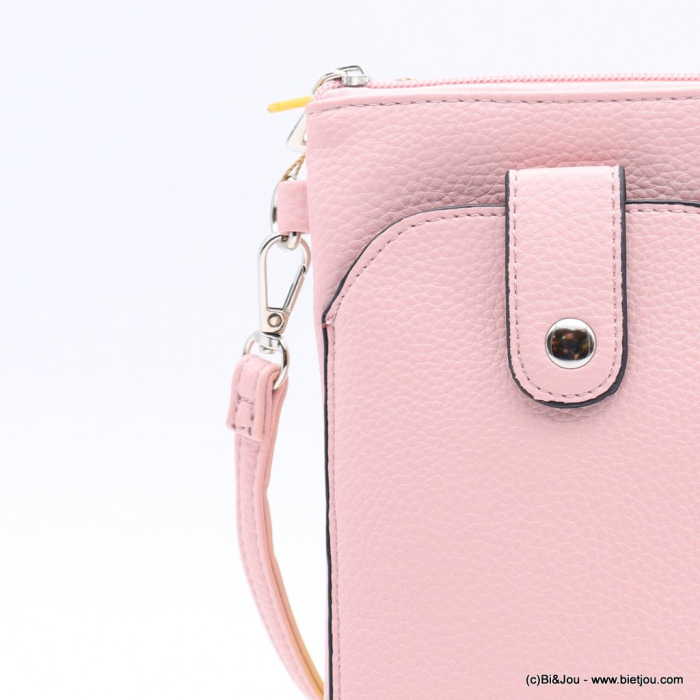 SACOCHE SMARTPHONE FLORA&CO SIMILI-CUIR GRAINÉ POCHE EXTÉRIEURE 0922533 rose
