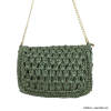 Sac bandoulière chaîne pochette raphia tressé 0923056 vert kaki