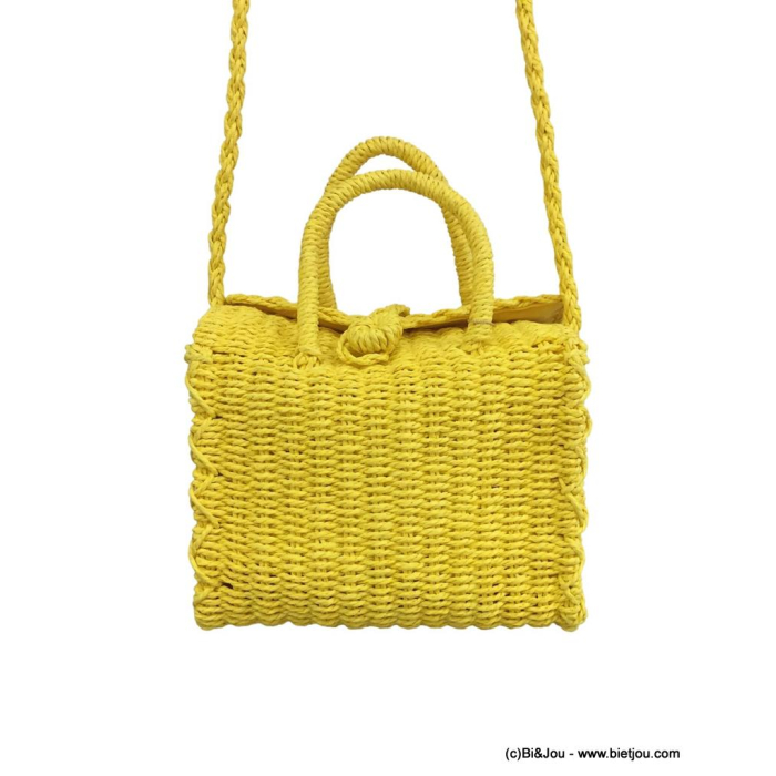 Petit panier bohème en osier tressée fait-main femme 0923059 jaune Petit panier bohème en osier tressée fait-main femme 0923059 jaune