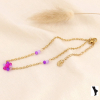 Bracelet de cheville fleurs perles acier femme 0223117 fushia
