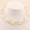 Collier court multi-rangs perles blanches métal pour cérémonie 0123138 blanc