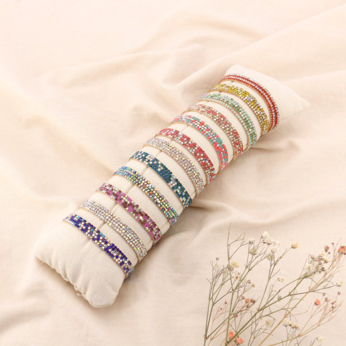 Boudin de bracelets fins strass multicolores élastiques pour femme 0223194 multi
