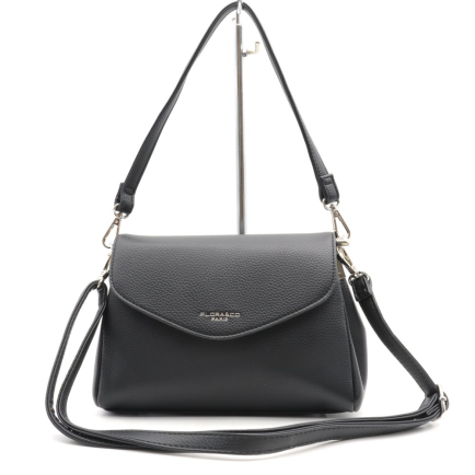 Petit sac à main rabat enveloppe similicuir  porté épaule ou bandoulière pour femme 0923508 noir