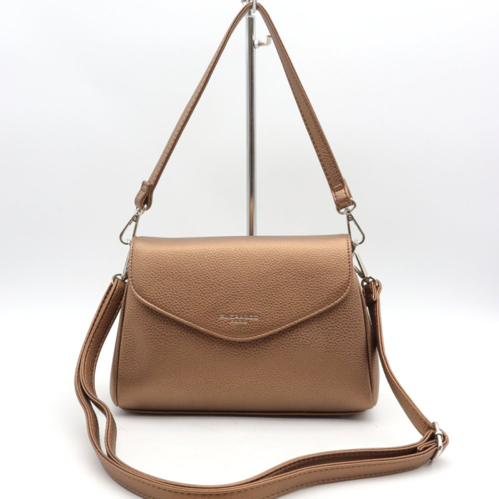 Petit sac à main rabat enveloppe similicuir porté épaule ou bandoulière pour femme 0923508 bronze