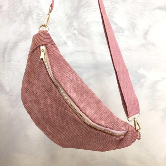 Sac banane façon velours côtelé ou léopard 0923023 vieux rose